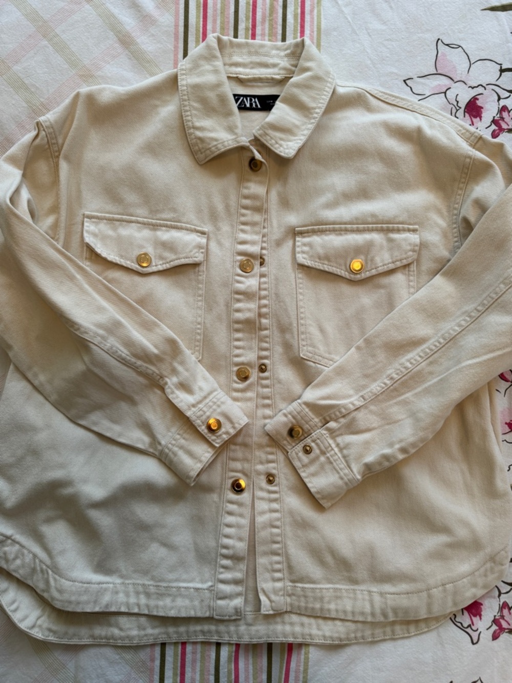 Zara Beige Overshirt with Gold Buttons